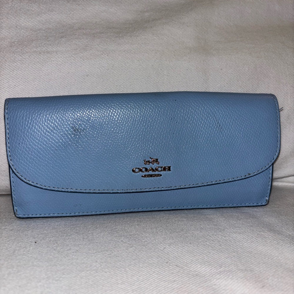 Coach Light Blue Leather Wallet